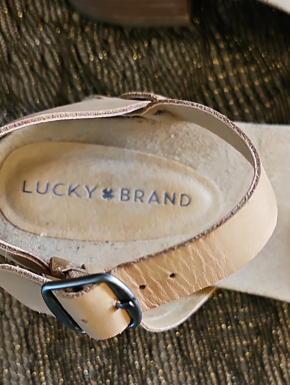 Lucky Brand Light Tan Leather Buckle Sandal